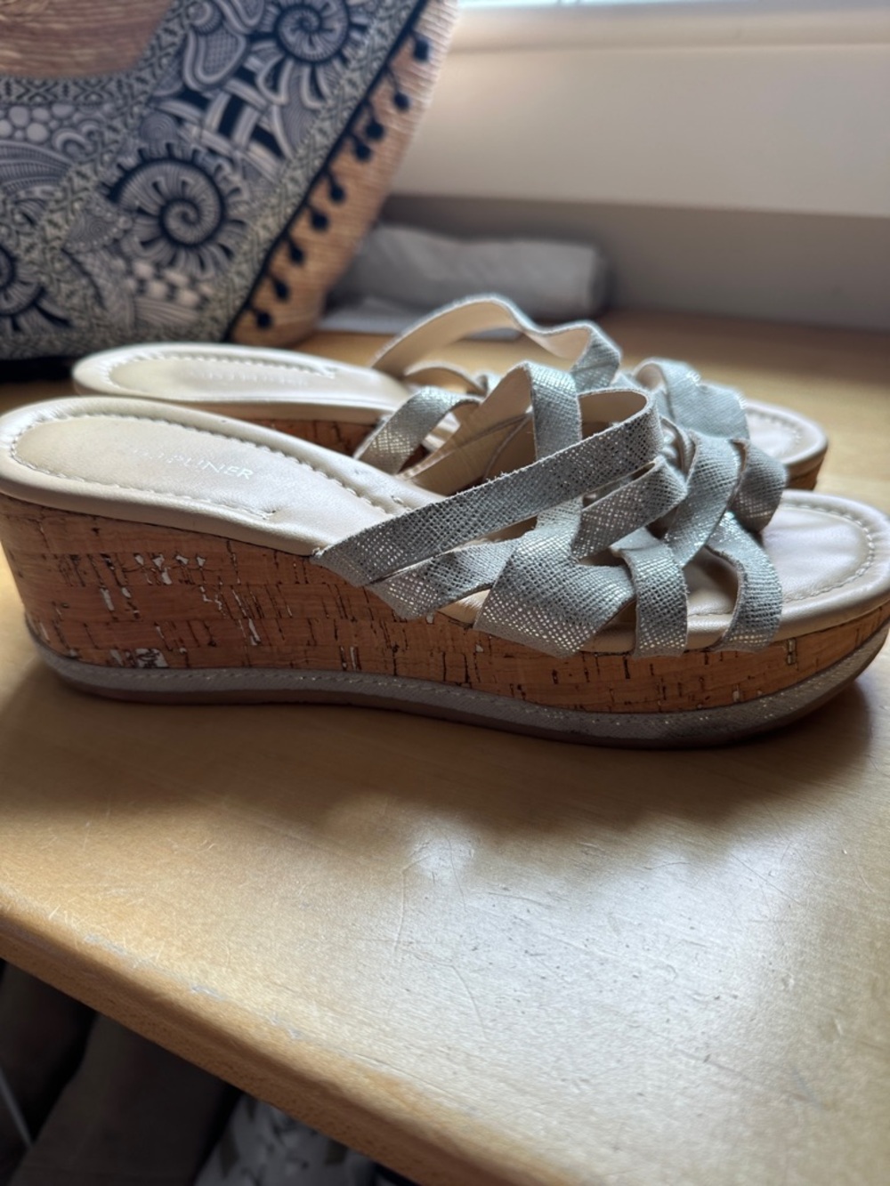 Donald J. Pliner Silver Crisscross Slide Sandals ~ Salma